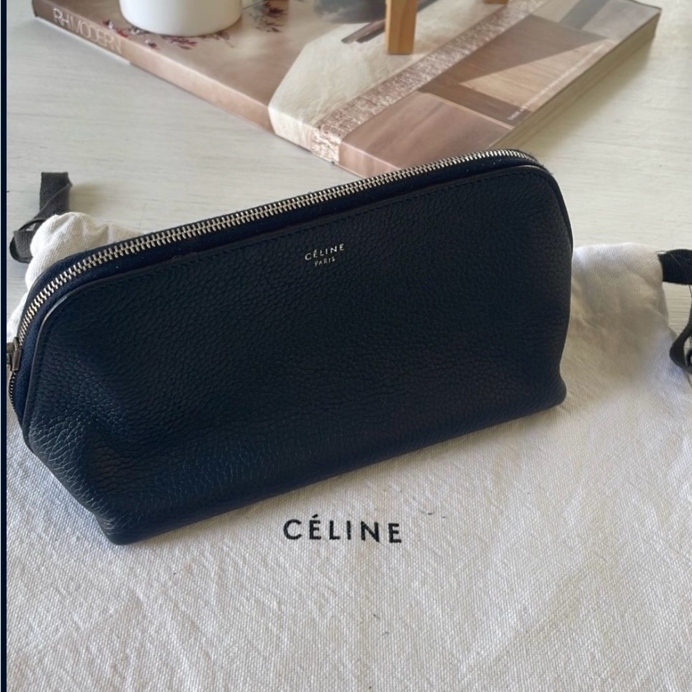 Celine Navy Leather Cosmetic Pouch (pre-owned) - Picture 8 of 11